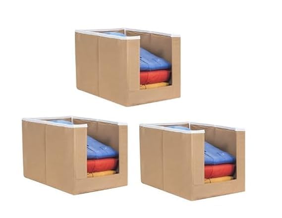 Shirt Stacker Closet Organizer (Pack of 3) – Foldable Non-Woven Clothing Organizer for Wardrobe Storage