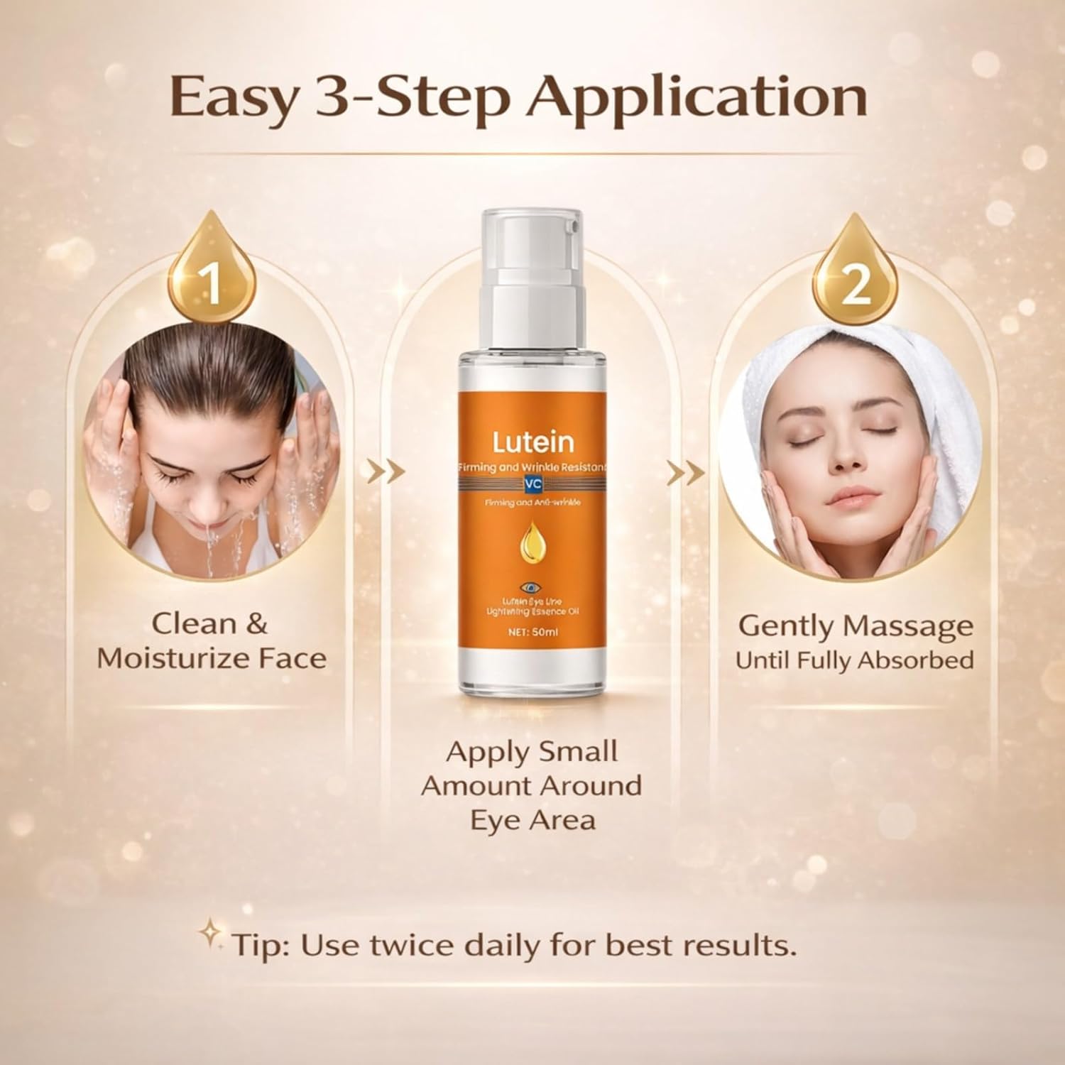 Lutein Firming and Wrinkle Resistant VC Eye Essence Oil – Moisturizing Serum for Eye Lines and Dark Circles(Buy 1 get 1 free) 100 ML