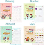 Sank Magic Practice Copybook Set – 4 Writing Books with Pen, Grip & 10 Refills for Kids