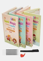 Sank Magic Practice Copybook Set – 4 Writing Books with Pen, Grip & 10 Refills for Kids